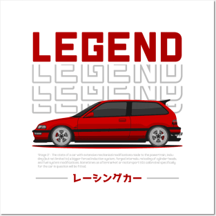 Midnight Racer Red Kanjo EF JDM Posters and Art